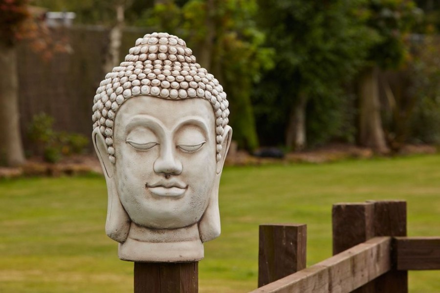 STATUES & SCULPTURES Buddha Head Bust Stone Garden Ornament New