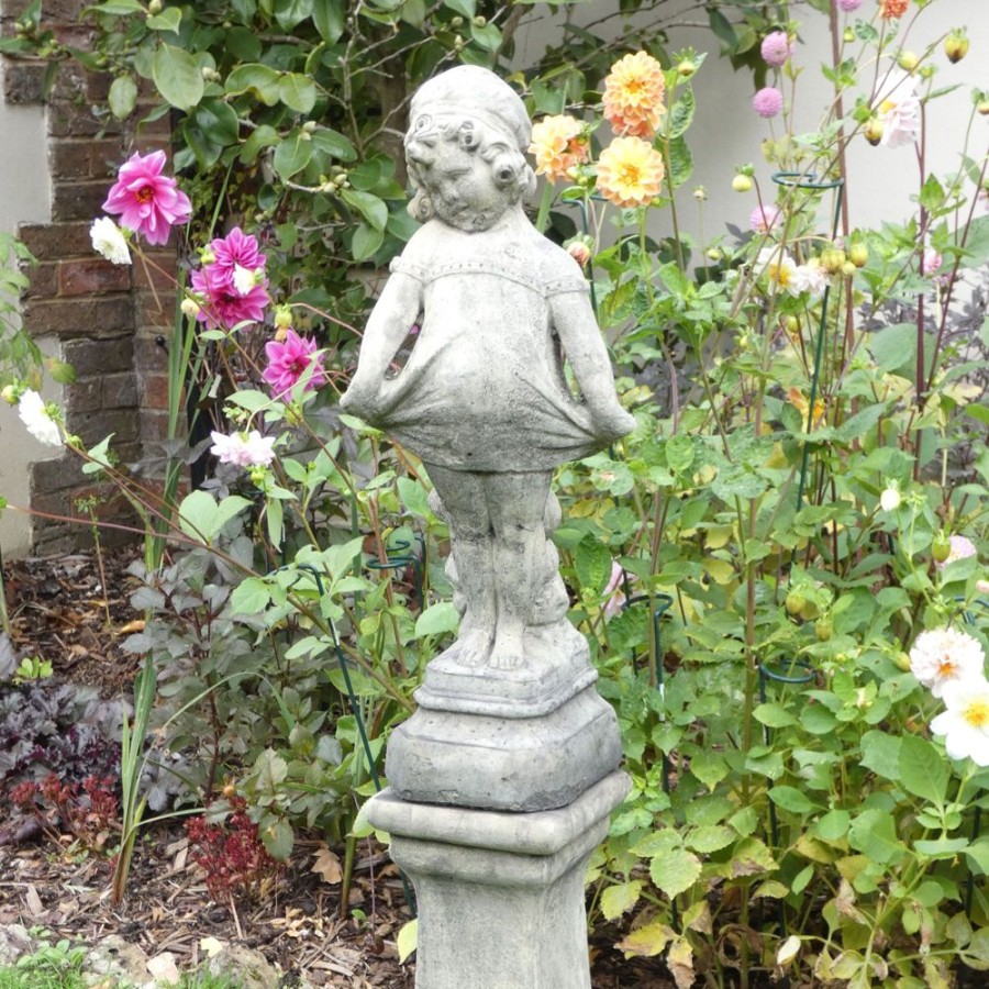 STATUES & SCULPTURES Victorian Girl On Pedestal Stone Garden Statue Hot