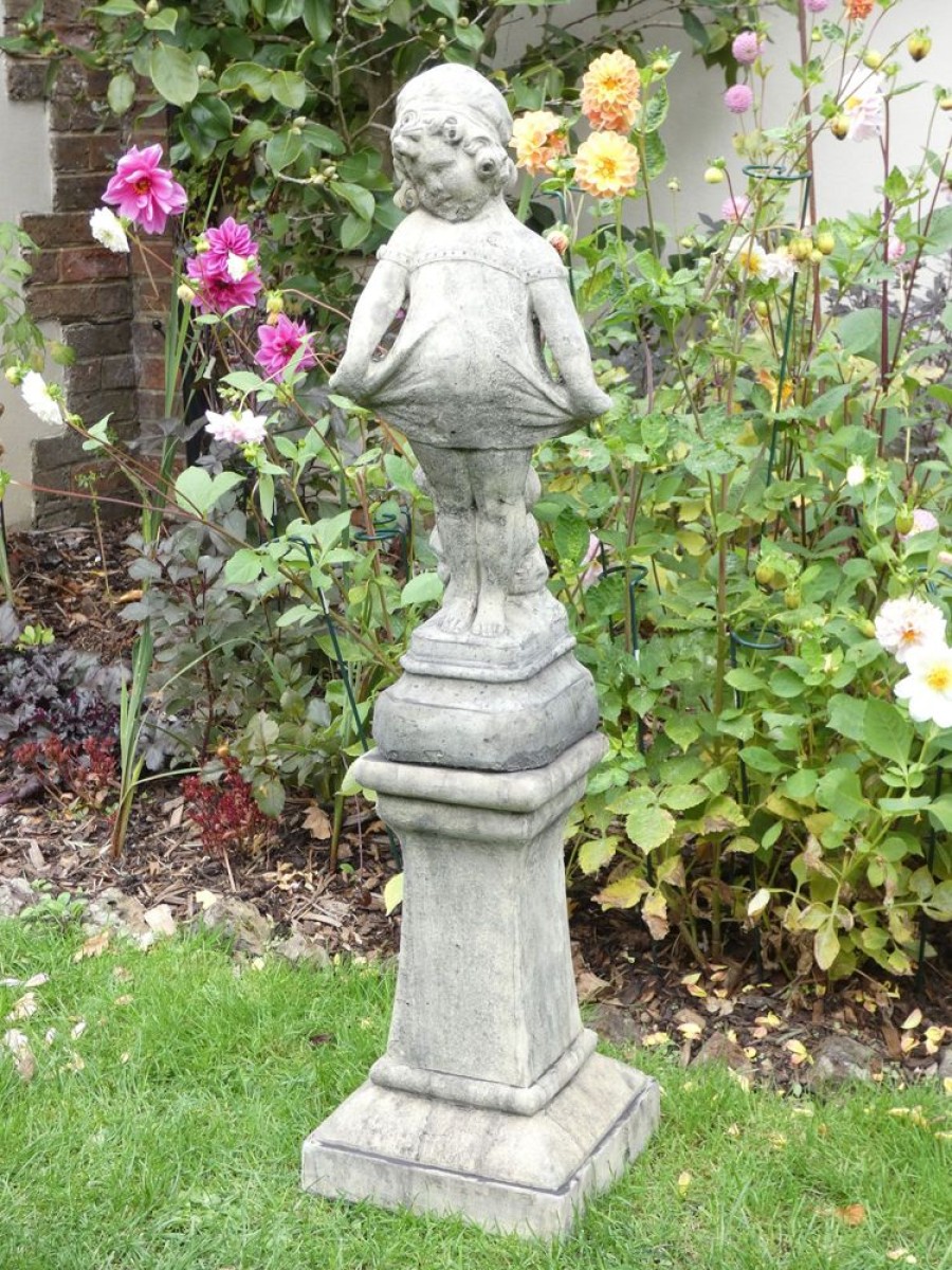 STATUES & SCULPTURES Victorian Girl On Pedestal Stone Garden Statue Hot