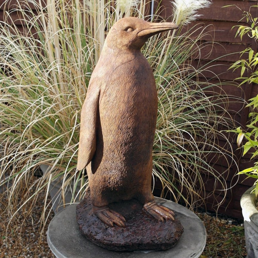 STATUES & SCULPTURES Monty The Penguin Stone Garden Ornament (Rust) New