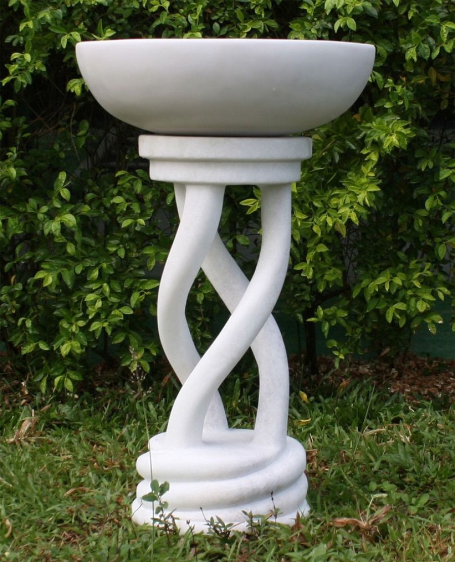 STATUES & SCULPTURES Thirlmere Modern Marble Resin Garden Birdbath New