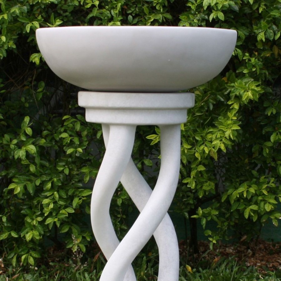 STATUES & SCULPTURES Thirlmere Modern Marble Resin Garden Birdbath New