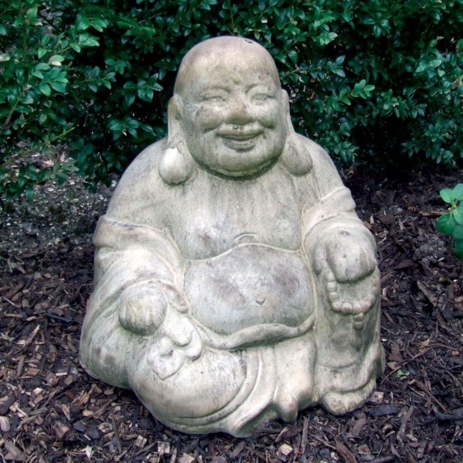 STATUES & SCULPTURES Sitting Chinese Buddha Stone Garden Ornament Hot