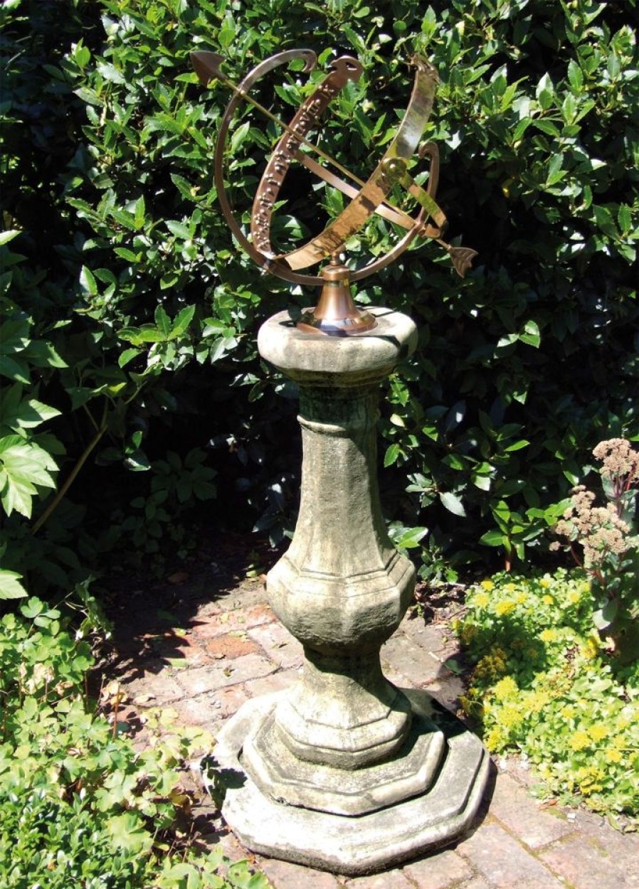 STATUES & SCULPTURES Pedestal Grand Armillary Stone Garden Sundial Hot