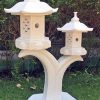 STATUES & SCULPTURES Twin Cantilever Japanese Pagoda Lantern Marble Garden Ornament Clearance