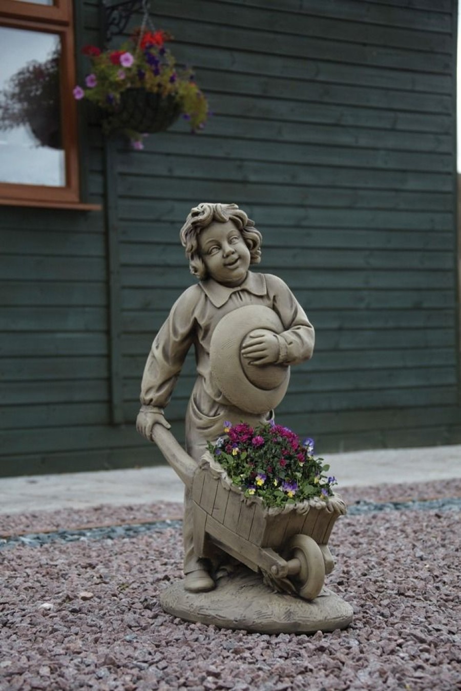 STATUES & SCULPTURES Boy & Barrow Stone Garden Statue Online