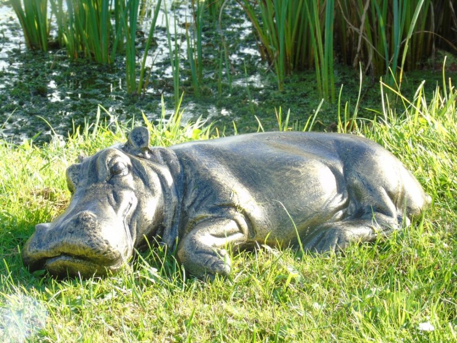 STATUES & SCULPTURES Lazy Hippo Bronze Metal Garden Statue Wholesale