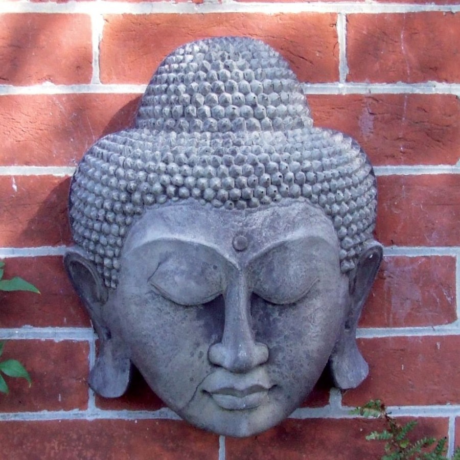 STATUES & SCULPTURES Thai Buddha Head Stone Garden Wall Art Plaque Wholesale