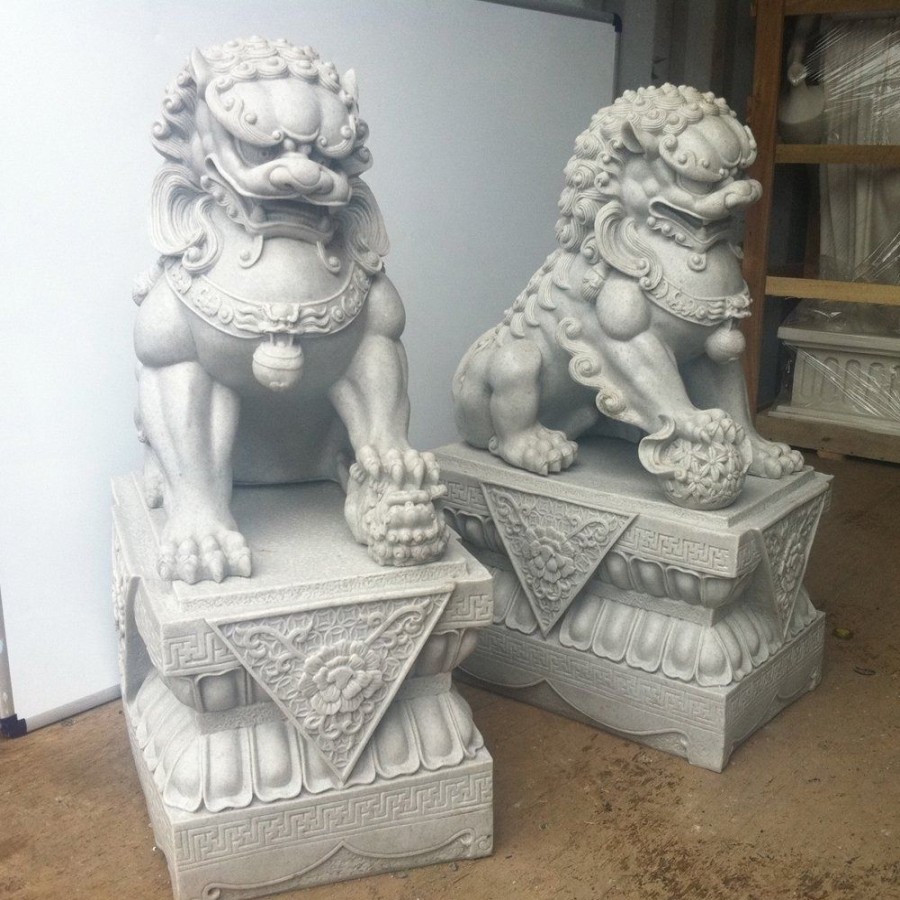 STATUES & SCULPTURES Foo Dogs 76Cm Granite Chinese Garden Statues Hot