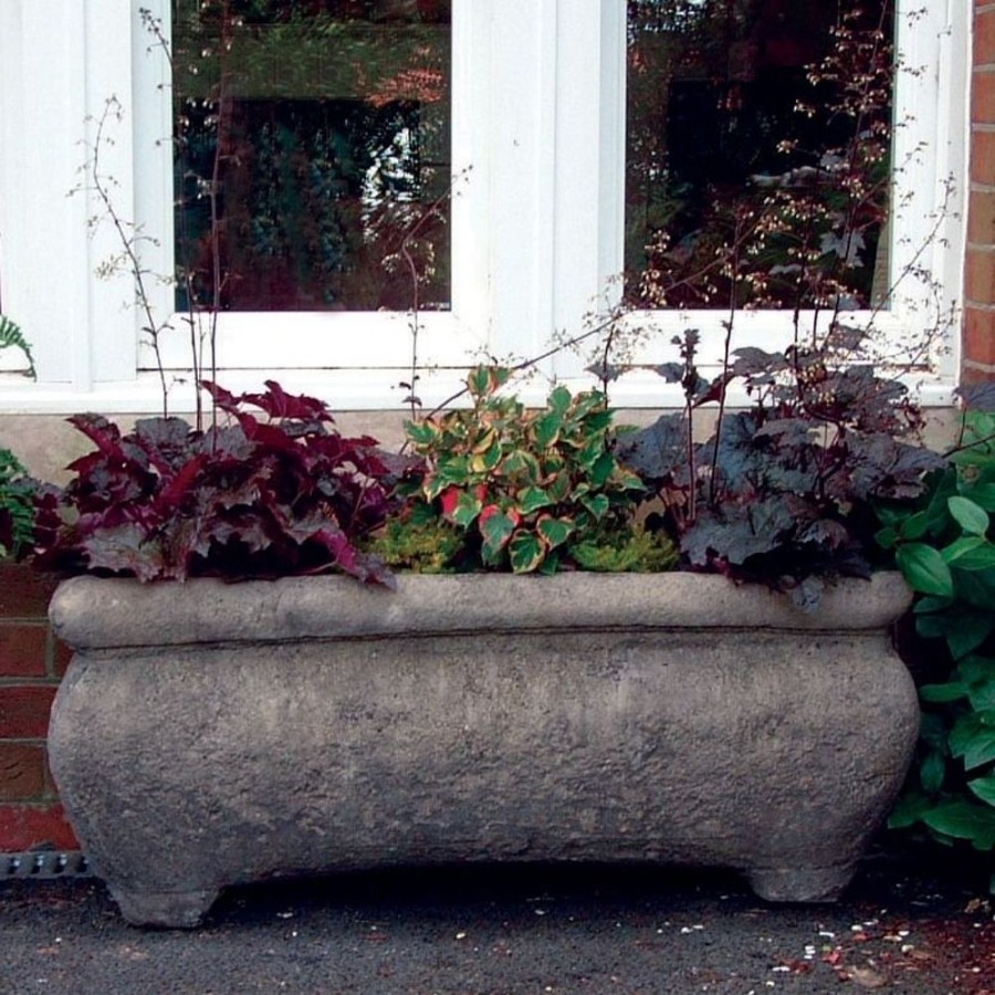 STATUES & SCULPTURES Continental Plant Trough 40Cm Stone Garden Planter New