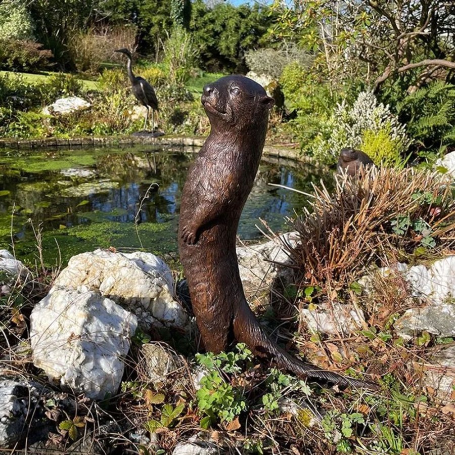 STATUES & SCULPTURES Otter 46Cm Natural Bronze Metal Garden Ornament Online