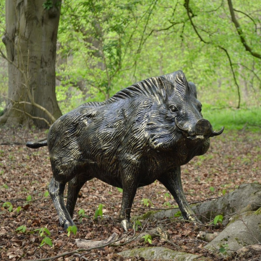 STATUES & SCULPTURES Wild Boar Life-Size Bronze Metal Garden Statue Best