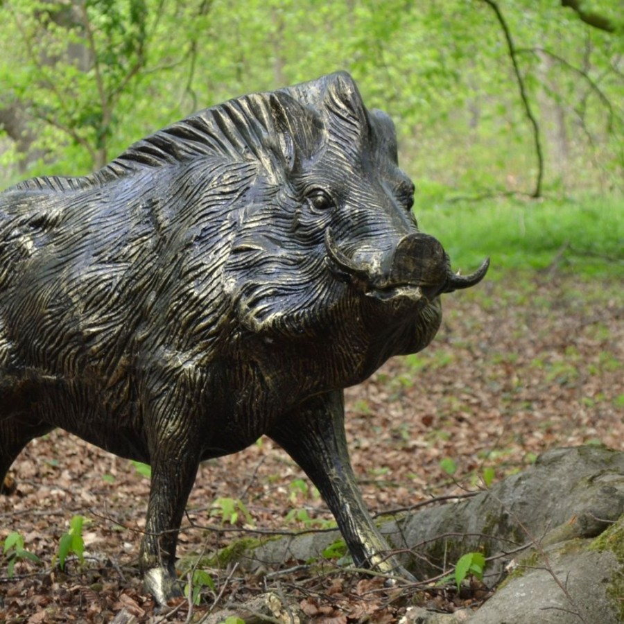 STATUES & SCULPTURES Wild Boar Life-Size Bronze Metal Garden Statue Best