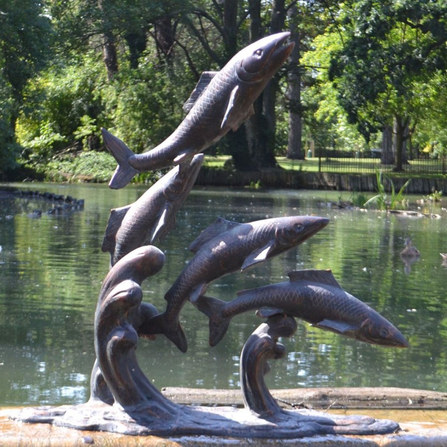 STATUES & SCULPTURES Atlantic Salmon Fish Bronze Metal Garden Sculpture Online