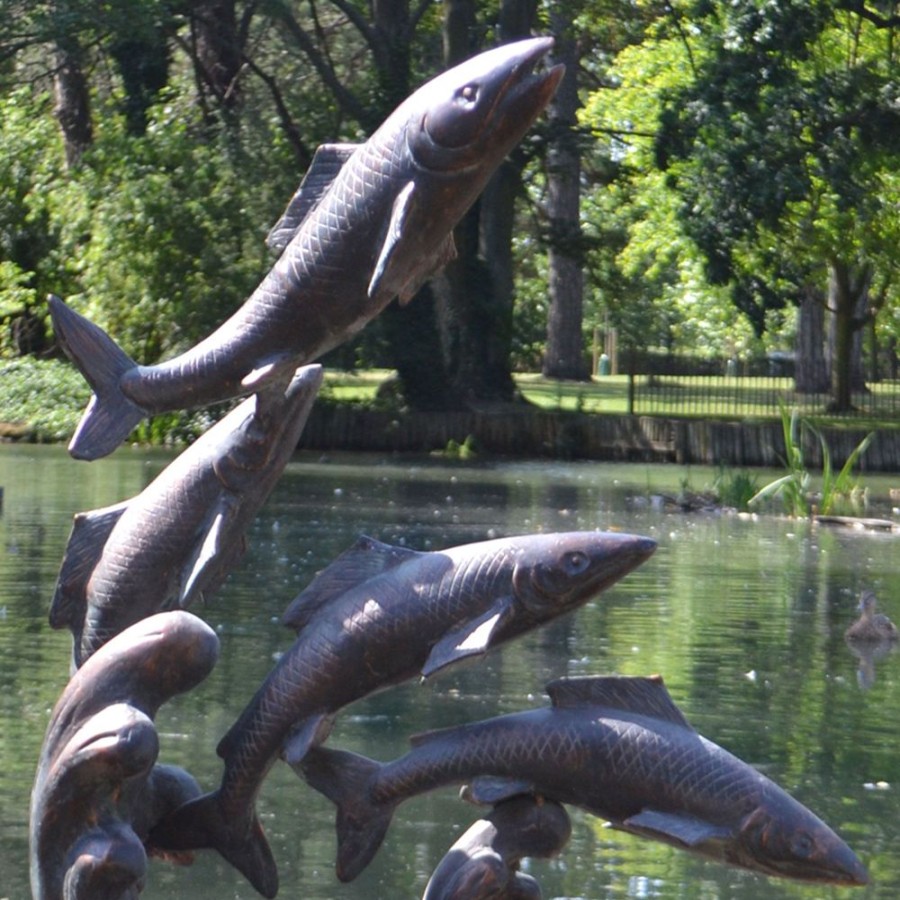 STATUES & SCULPTURES Atlantic Salmon Fish Bronze Metal Garden Sculpture Online