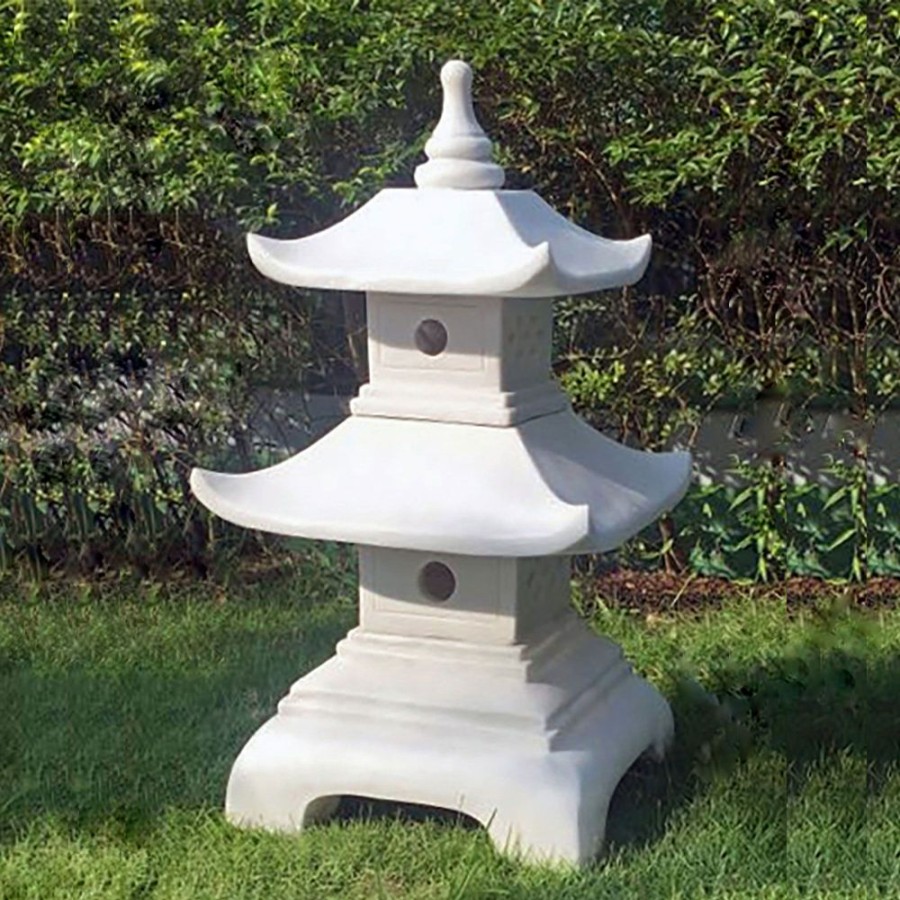 STATUES & SCULPTURES Two Tier Japanese Pagoda Lantern Marble Garden Ornament Wholesale